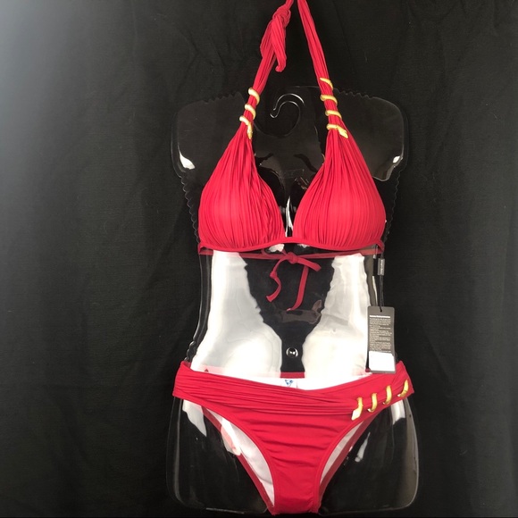 smart & sexy Other - Smart+Sexy red halter style Bikini. gold snakes
